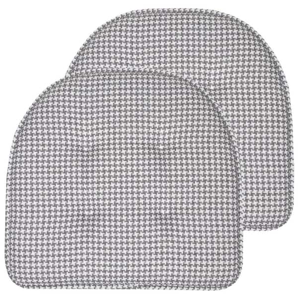 Sweet Home Collection Gray, Houndstooth Stitch Memory Foam U-Shaped 16 in. x 16 in. Non-Slip Indoor/Outdoor Chair Seat Cushion(4-Pack)