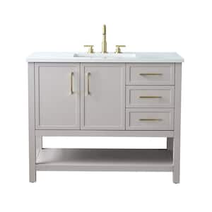 Arlo 42 in. W x 22 in. D x 34 in. H Bath Vanity in Taupe with Engineered Stone Top in Ariston White with White Sink