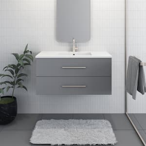 Napa 42 in. W. x 20 in. D Single Sink Bathroom Vanity Wall Mounted in Gray with Acrylic Integrated Countertop