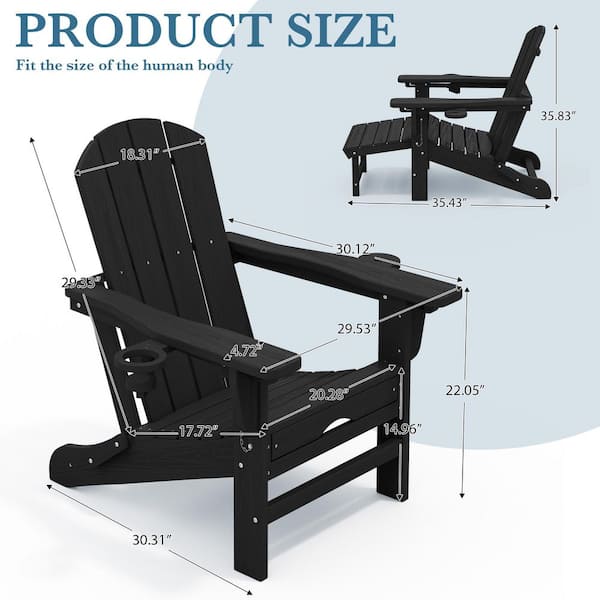 JEAREY 3-Level Adjustable Patio Folding Plastic Adirondack Chair