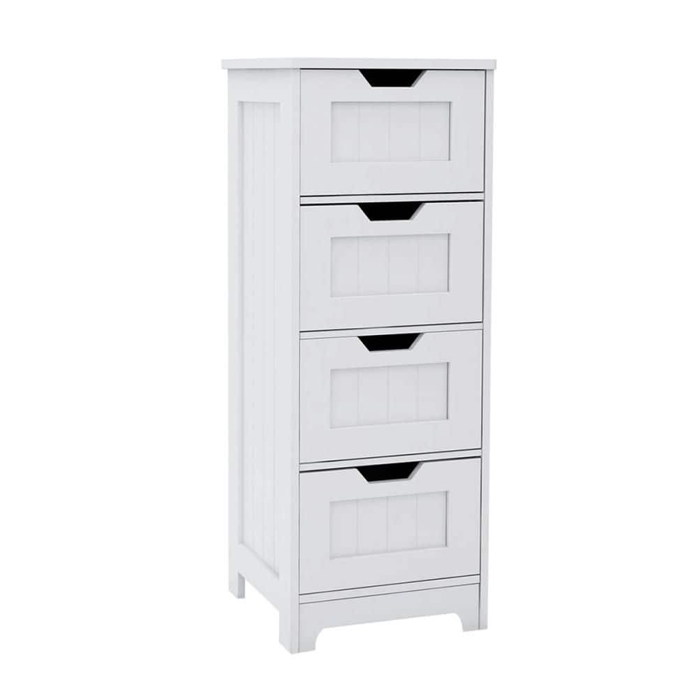 11.81 in. W x 11.81 in. D x 32.28 in. H White MDF Freestanding Linen Cabinet with 4-Drawers in White price history on PriceWatchPro