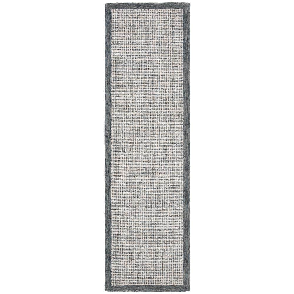 Navy and Ivory Abstract Hand-Tufted Wool Accent Rug - 27" x 5"