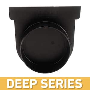 Deep Series Black End Cap and 3 in. Pipe Adaptor for Modular Trench and Channel Drain Systems