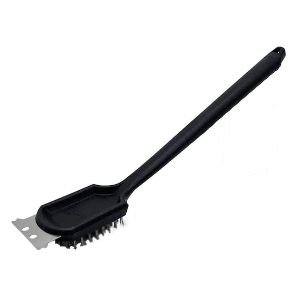Barbecue Grill Brush and Scraper Extended, Large Wooden Handle and Stainless