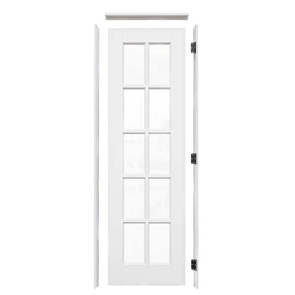 ARK DESIGN 24 in. x 80 in. 10-Lite Clear Glass Left White Solid Core Wood Single Interior Door Kit with Quick Assemble Jamb