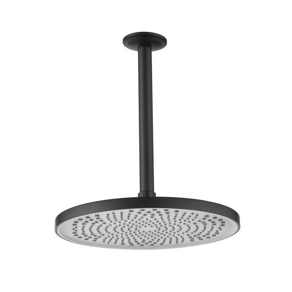 Flynama 1-Spray Patterns Stainless Steel 1.8 GPM 10 in. Ceiling Mount Rain Fixed Shower Head in Matte Black