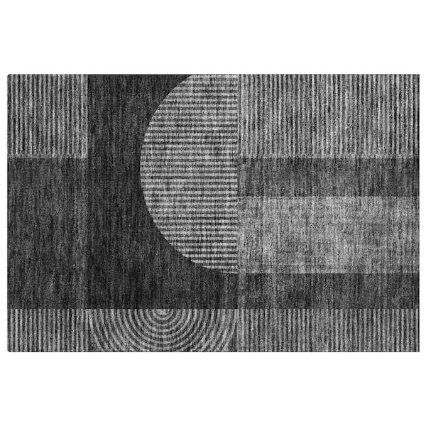 Dream Shag Premium Machine Washable Abstract ADS711 Charcoal 2 ft. x 3 ft. Accent Rug