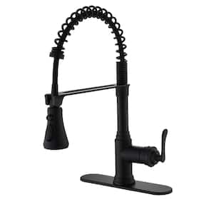 Single Handle Pull Down Sprayer Kitchen Faucet with Deck Plate in Oil Rubbed Bronze