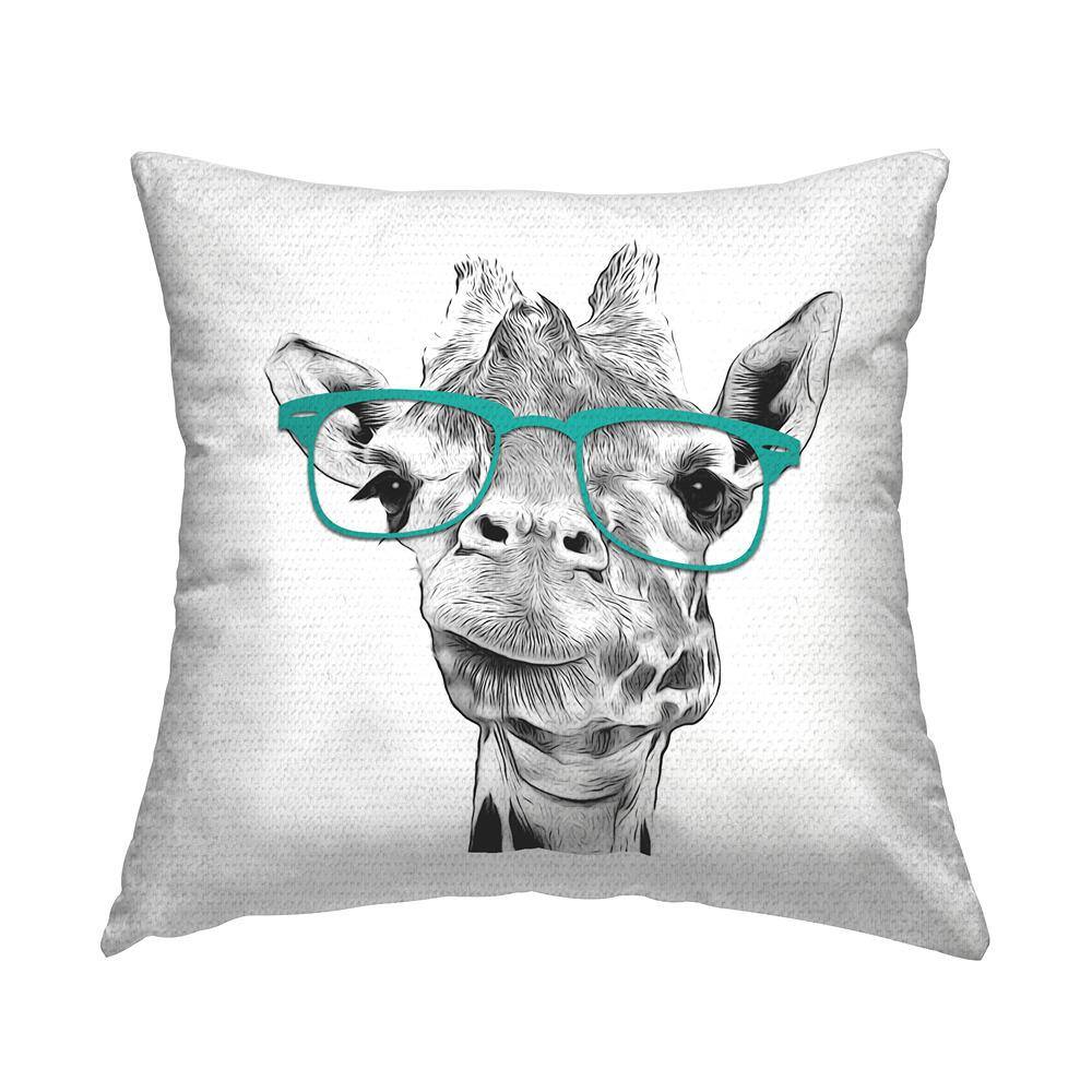 Fun Giraffe With Glasses Grey Square Outdoor Throw Pillow price history on PriceWatchPro