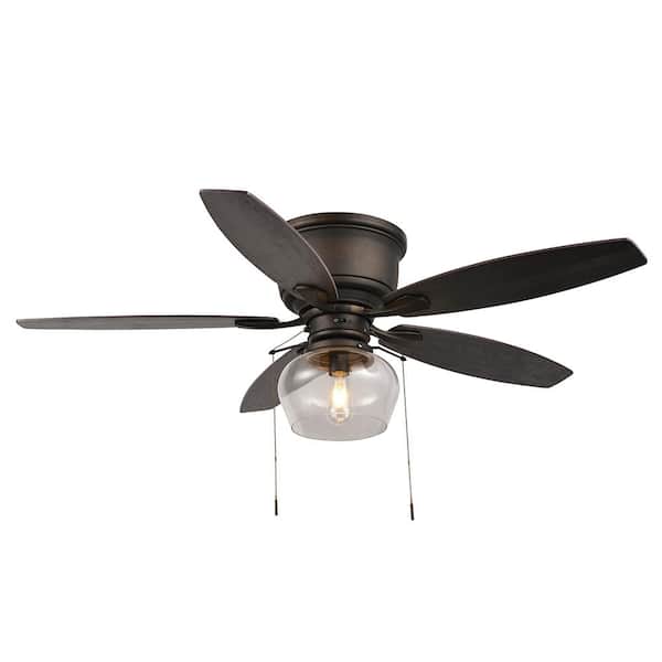 Hampton Bay Stoneridge 52 In Led Indoor Outdoor Bronze Hugger Ceiling Fan With Light Kit 51904 The Home Depot