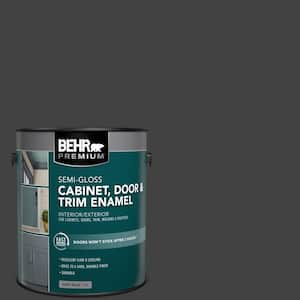 1 gal. #PFC-75 Tar Black Semi-Gloss Enamel Interior/Exterior Cabinet, Door & Trim Paint