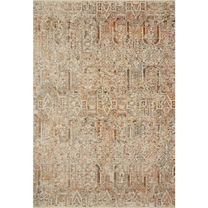 Lourdes Ivory/Orange 5 ft. 3 in. x 7 ft. 9 in. Distressed Persian Area Rug