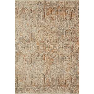 Lourdes Ivory/Orange 9 ft. 6 in. x 13 ft. 1 in. Distressed Persian Area Rug