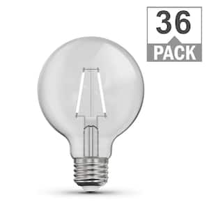 60-Watt Equivalent G25 Globe Dimmable White Filament CEC Clear Glass E26 LED Light Bulb, True White 3500K (36-Pack)