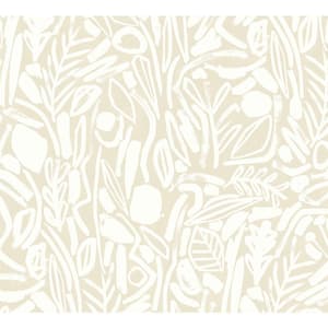 Verdure Neutral Grey Painted Botanical Botanical Paper Washable Wallpaper Roll