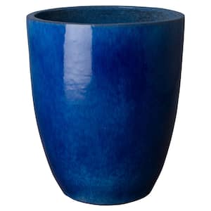 Large 28 in. Blue Tall Ceramic Planter