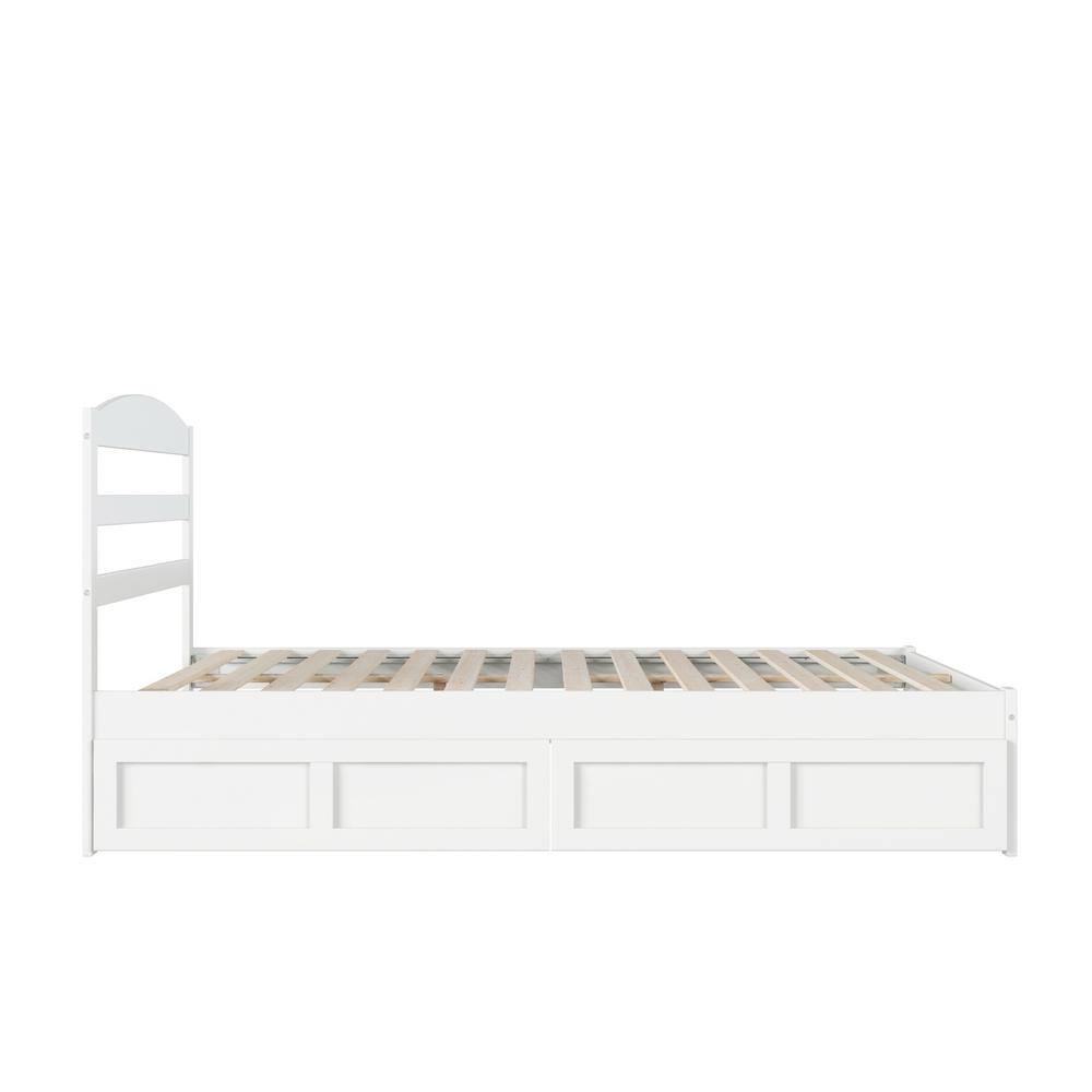 Mission Queen Platform Bed with Storage Drawers and Wood Headboard