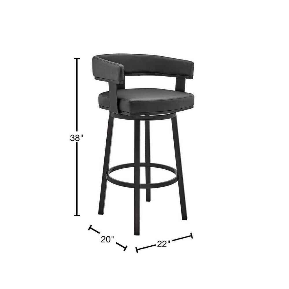 Contemporary 30" Black Faux Leather & Metal Swivel Bar Stool
