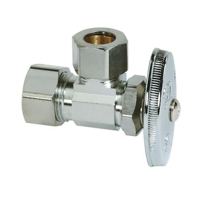 1/2 Nom x 3/8 Comp Angle Stop Valve, 1/4-Turn, Heavy Duty -  -  Plumbing, Electric & Lighting Wholesale