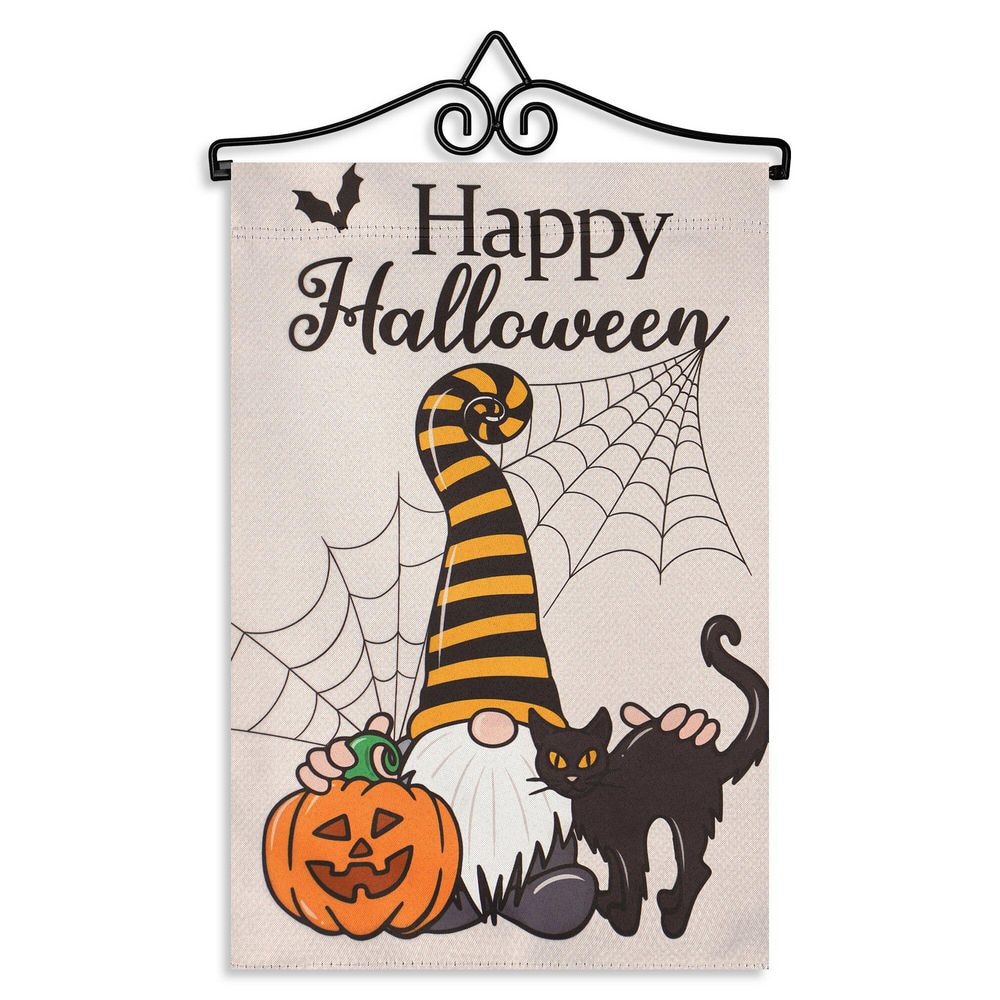 1 ft. x 1.5 ft. Polyester Happy Halloween Gnome with Pumpkin and Black Cat 2-Sided Garden Flag Hanger price history on PriceWatchPro