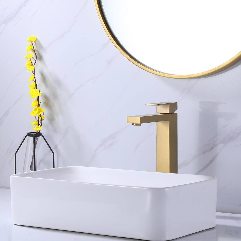Brushed Gold Single Handle Vessel Sink Bathroom Faucet
