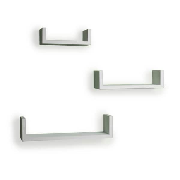 DANYA B 17 in. x 4 in. White Floating 'U' Laminated Shelves (Set of 3)