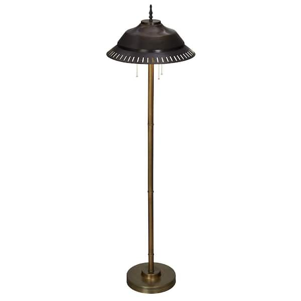 River of Goods Devereaux 65.75 in. Antique Bronze and Gold Metal 3-Light  Candlestick Standard Floor Lamp with Cone Shade 20959 - The Home Depot