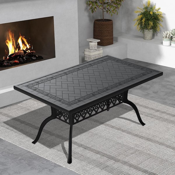Willit 59.05 in. L x 35.43 in. W Cast Aluminum Patio Dining Rectangular Table