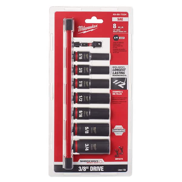 3/8 in. Drive SAE Shockwave Deep Well Impact Socket Set (8-Piece) 3/8 in. Drive SAE Shockwave Deep Well Impact Socket Set (8-Piece)