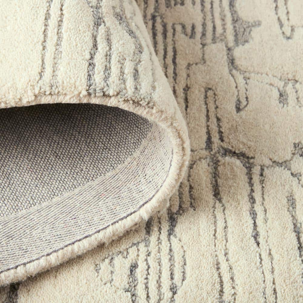 Handmade Abstract Blue and Beige Wool 6' x 9' Area Rug