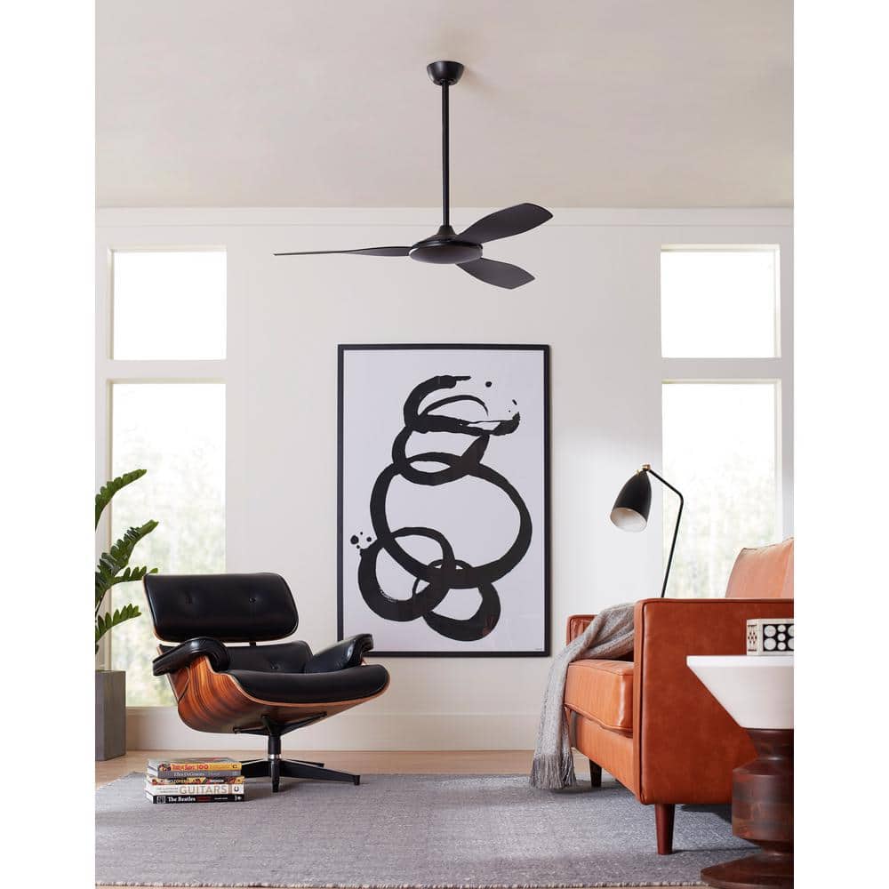 GlideAire 52" Smart Black Composite Blade Ceiling Fan with Remote