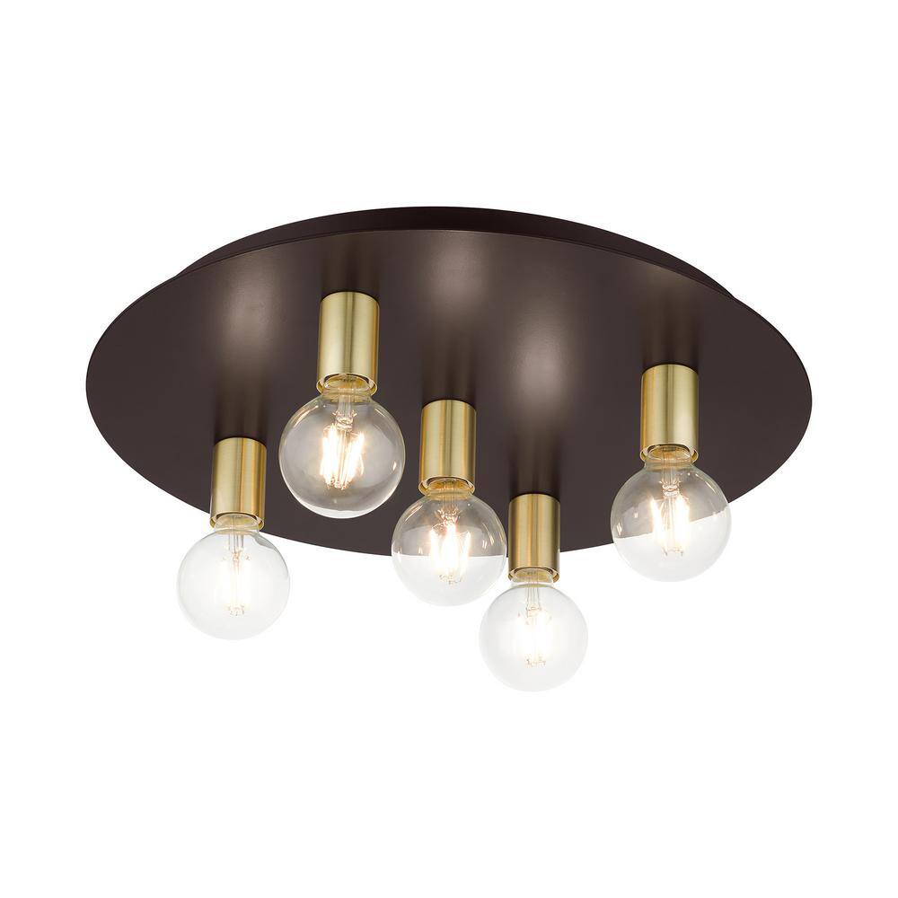 Bronze 5-Light Indoor/Outdoor Flush Mount Ceiling Fixture