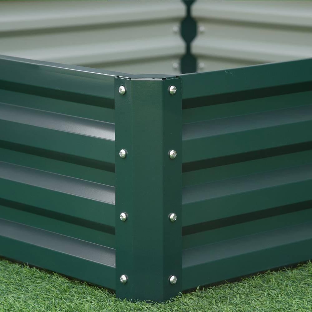 Outsunny Green Galvanized Metal Raised Garden Bed, 4' x 4' x 1'