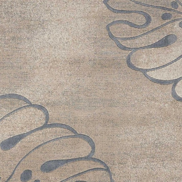 9 ft. x 13 ft. Gray Floral Washable Area Rug