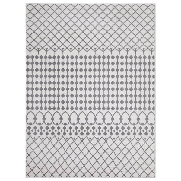 Ottomanson Rixos Collection Moroccan Trellis 5x7 Indoor Living Room Area Rug, 5 ft. 3 in. x 6 ft. 11 in., Ivory/Gray
