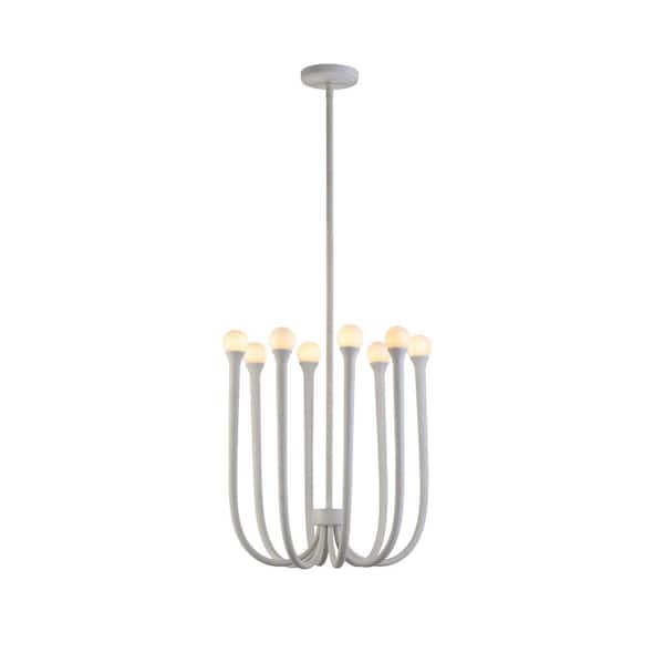Breeze 8-Light Matte White Chandelier - Modern Coastal Style Textured Pendant Chandelier, Included G9 LED Bulbs
