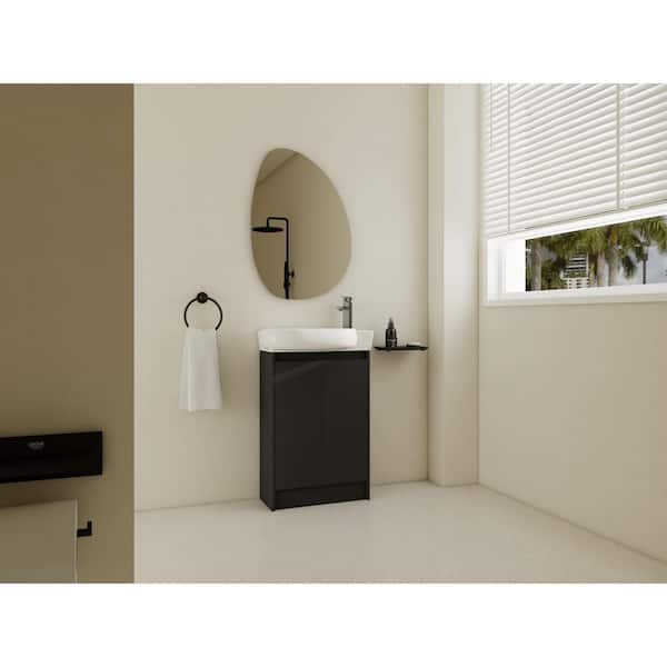 22.8 in. Freestanding Single Sink Black Chestnut Bath Vanity with White Ceramic Top