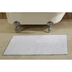 Lux Collection White 21 in. x 34 in. 100% Cotton Reversible Race Track Pattern Bath Rug