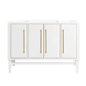 Mason 48 in. Bath Vanity Cabinet Only in White with Gold Trim