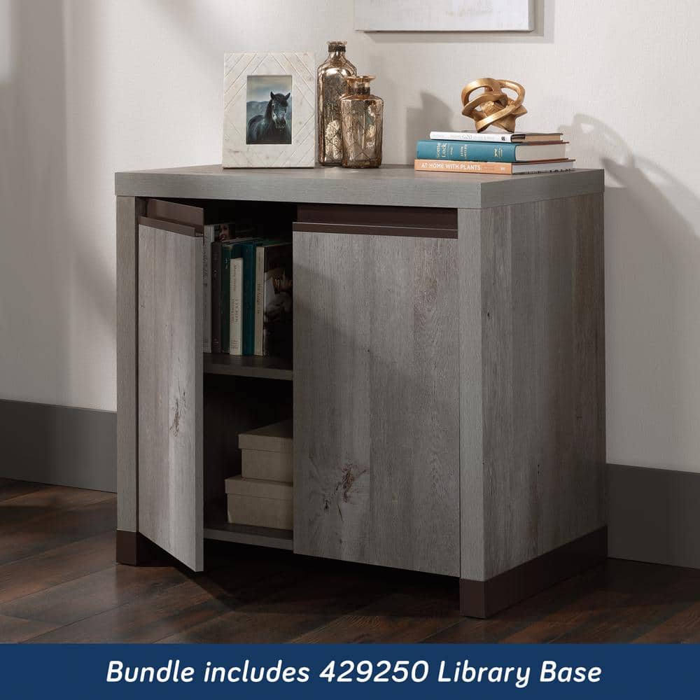 Gray Adjustable 2-Door Library Cabinet with Hutch