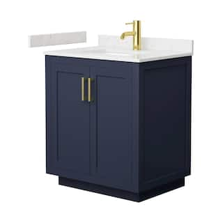 Miranda 30 in. W x 22 in. D x 33.75 in. H Single Bath Vanity in Dark Blue with Carrara Cultured Marble Top