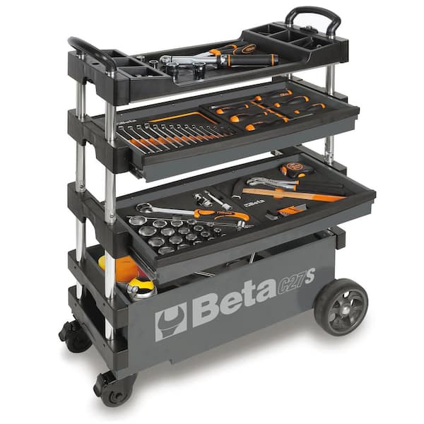 Beta 15 in. 2-Drawers Folding Tool Utility Cart for Portable Use, Gray (Tools Not Included)