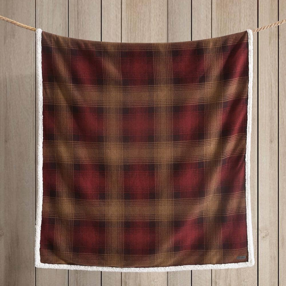 Raisin Nordic Plaid Reversible Fleece and Sherpa Throw Blanket