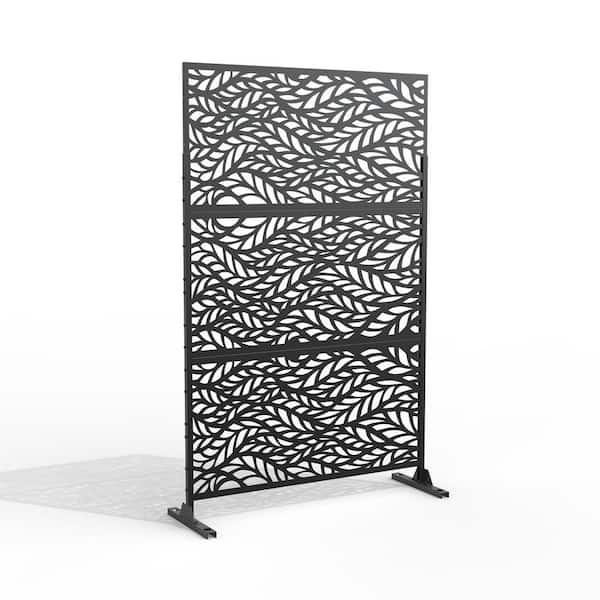 76 in. Galvanized Steel Garden Fence Outdoor Privacy Screen Garden Screen Panels in Black