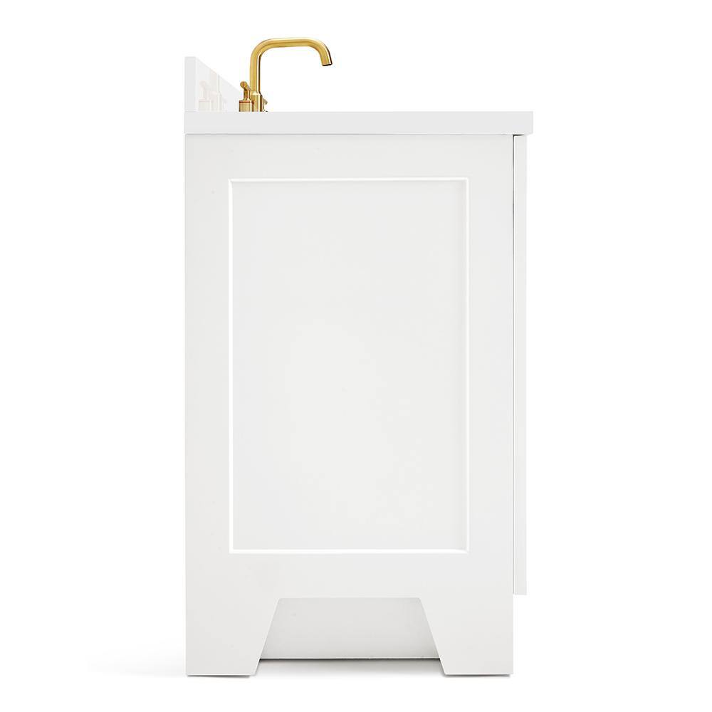 White Wood Freestanding Single Sink Bathroom Vanity with Quartz Top
