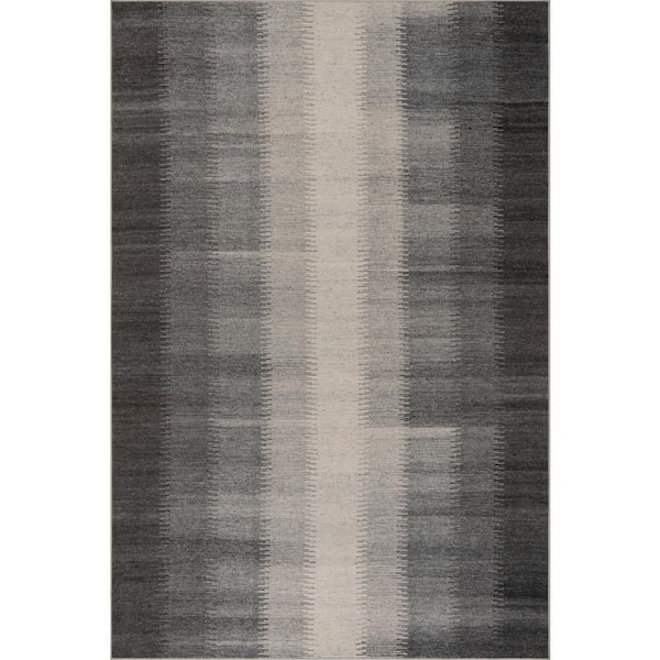 Ronan Ikat Machine Washable Charcoal 6 ft. x 9 ft. Indoor Area Rug