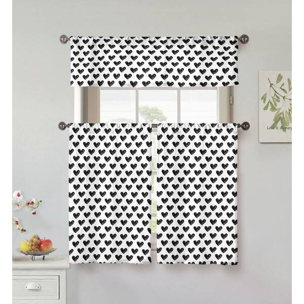 Kensie Black Solid Rod Pocket Room Darkening Curtain - 15 in. W x 58 in. L (Set of 2)