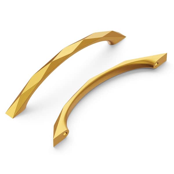 HICKORY HARDWARE Karat Collection Cabinet Pull 5-1/16 in. (128 mm) Center to Center Brushed Golden Brass Modern Zinc Arch Pull (1-Pack)