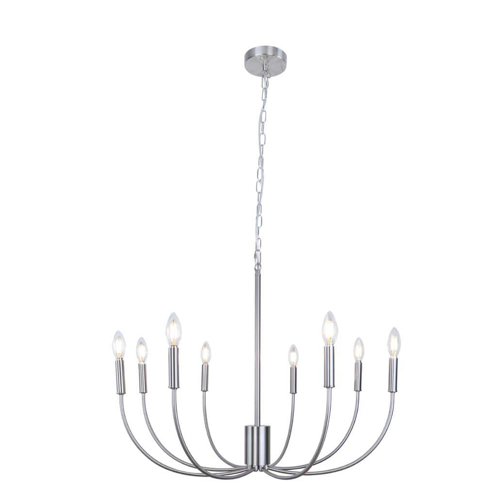 8-Light Nickel Modern Candle Style Farmhouse Rustic Industrial Chandelier 2