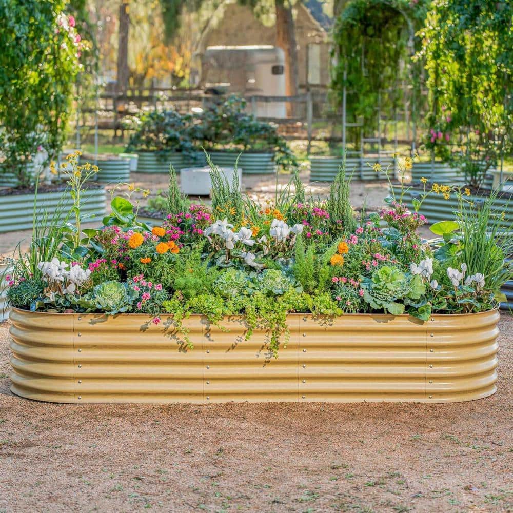 Sunlit Oak 17" Tall Modular Metal Outdoor Raised Garden Bed